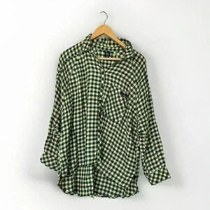 Urban Outfitters BDG Brendan Plaid Flannel Shirt size S Green Yellow Oversized